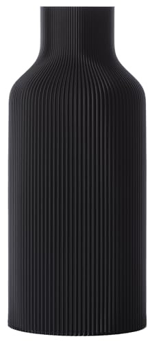 3D Vase Dekovase Edita L 30cm Bodenvase Deko Vase Pampasgras Trockenblumen (Schwarz)