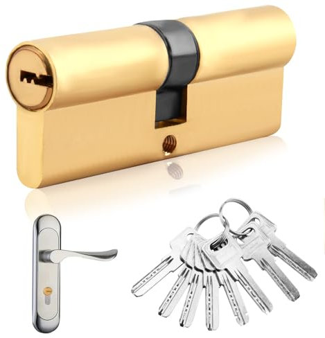 80mm(40/40) Thumb Turn Euro Cylinder Lock,High-Security Door Barrel Lock with 8 Keys,Anti-Snap Anti-Drill Anti-Bump Anti-Pick Features,Solid Brass Barrel for UPVC Wooden Patio and Composite Doors