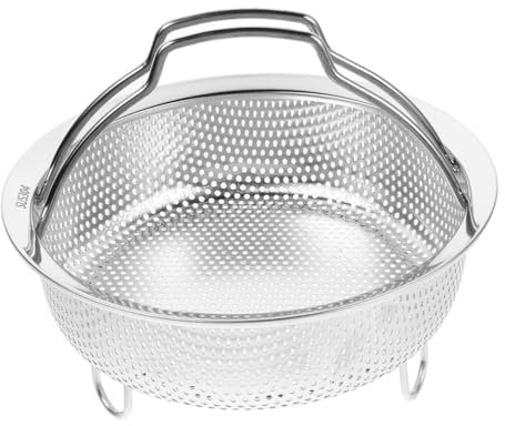 COLLBATH per Cottura a Vapore in Acciaio Inox con Manico Cm Scolapasta per Frutta E Verdura Inserto per Cottura a Vapore Pentola per Cuociriso Pentola a Pressione Argento