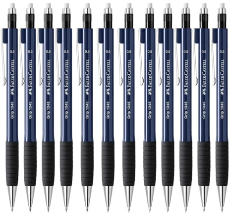 Faber-Castell - Druckbleistifte Grip Navy Blue 0,5 mm, 12 Stück | Minenbleistift Härtegrad B mit Grip-Zone für komfortables Schreiben und Zeichnen