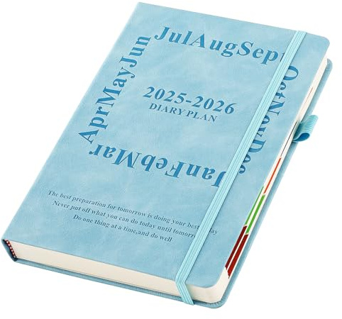 Akademischer Terminplaner 2025 2026, Seite pro Tag, A5, Jahresplaner, Organizer, Tagebuch 2025/26 Tage pro Seite, Tages- und Monatsplaner von Juli 2025 bis Juni 2026, Blau
