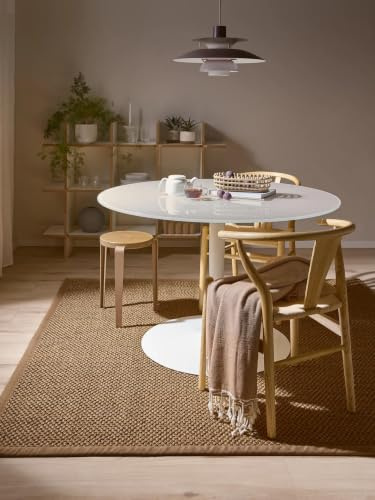 benuta Pure Sisalteppich Greta - Creme 150x150 cm - 100% Sisal - Quadratisch & im Style: Bordüre, Uni, Natural Living, Scandi Living - Pflegeleicht für Wohnzimmer Schlafzimmer