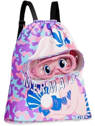 Pyeuift Mochila Sirena para Piscina y Deporte - Bolsa Infantil para Playa, Niña y Niño