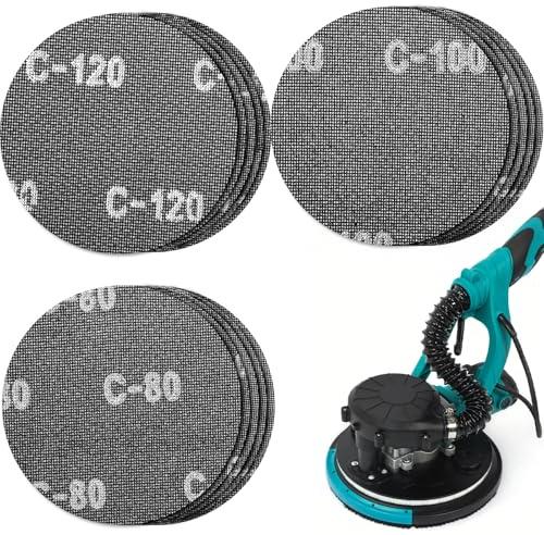 BESPOTCL Schleifgitter Ø 225mm Klett 15 Stück K80 K100 K120 Schleifscheiben Set für Deckenschleifer Trockenbauschleifer Langhalsschleifer