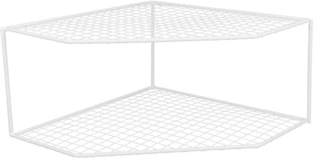 STOBAZA Kitchen Pot Rack Double-layer Table Top Organizer White Iron Corner Shelf Stand Space-saving Kitchen Accessory for Cabinet and Sink Storage