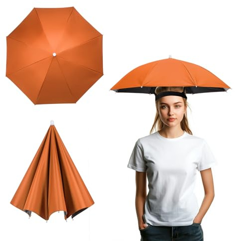 YELARXI Regenschirmhut, Angelhut, freihändig, wasserdicht, verstellbar, Sonnen-Regenkappe mit elastischem Band, geeignet zum Angeln