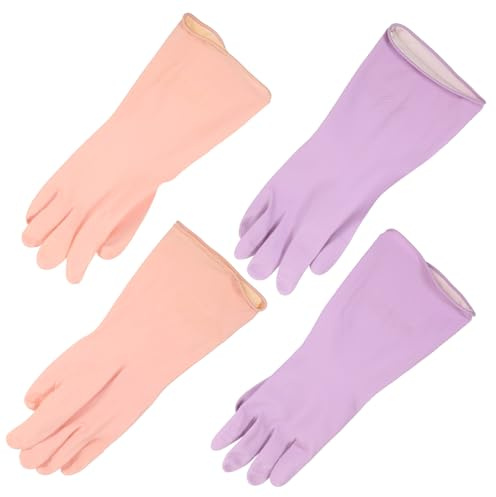 TOGEVAL 2 Pairs Latex Dishwashing Gloves Reusable Household Kitchen Gloves Wear-resistant for Dishwashing and Cleaning Tasks
