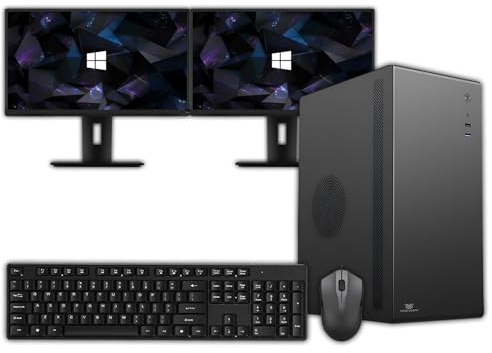 Veno Scorp Office PC Intel Core i5 3.40GHz 16GB RAM 120GB SSD 500GB HDD GT 730 2GB V100 Case Windows 11 Desktop Computer with Dual 22 Monitor Bundle WiFi/Bluetooth/Ethernet/HDMI/LAN for Home Office
