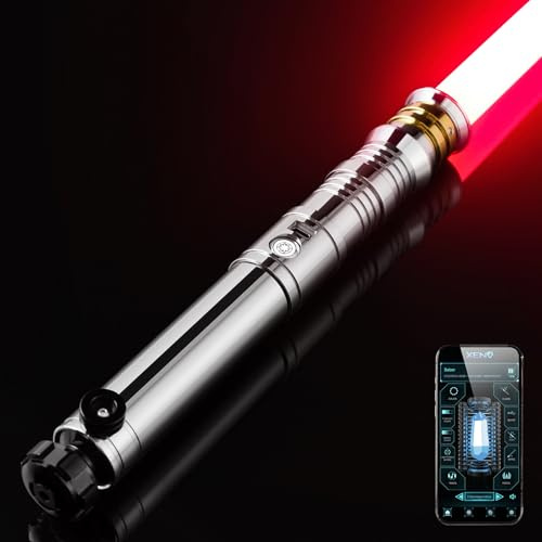 AthlChamp Upgraded APP Control Heavy Dueling Saber for Adults, Motion Control Combat Saber, Heavy Metal Hilt & Thick Blade, 16 Sound Effects & Infinite Colour Change (RGB-122)