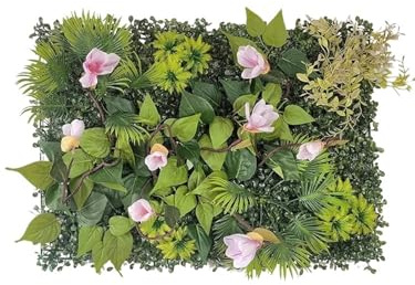 Zymjzbetic Pannelli murali in erba artificiale 40 * 60 cm recinzione da muro di edera artificiale pannello foglie decorazione hotel giardino esterno nozze(Color7)