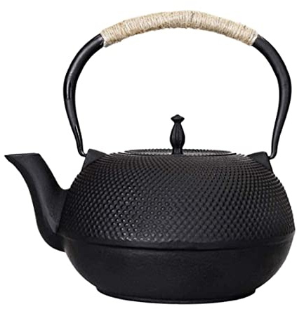 GAOJUNAN Théière et Service Théière en Fonte De 60 Oz/1,8 L avec Infuseur Grande Capacité Non Revêtue Pot Fer Japonais Style Chinois Rétro Thé en Vrac(A)