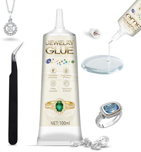 XINGHUO Smyckeslim, smyckeslim, lim för strass, transparent, fin och exakt spets, lämplig för smycken, ornament, gör-det-själv-projekt, metall, plast och glas, 100 ml