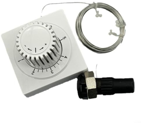 Thermostatkopf für Heizkörper - 2000 mm Kapillarrohr, Ferneinstellung, Temperaturverriegelung & Begrenzung, kompatibel mit M30x1,5 Ventilen, Weiß (1 Pack)