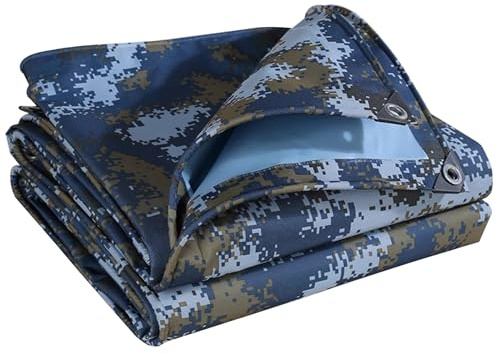 Waterproof Outdoor Tarp, 450g/m² Camouflage Tarpaulin Cover with Grommets and Reinforced Edges, Multipurpose Rain Cover