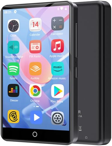 Lecteur MP3 avec Bluetooth et WiFi, Lecteur MP3 Portable Oilsky 80GB avec Spotify, Audible, Deezer, Lecteur MP4 à écran Tactile 1080P de 4 Pouces, Android 9.0 (Noir)