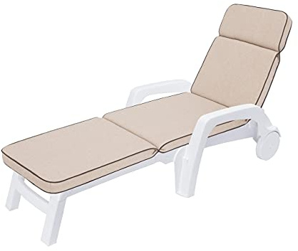 HOBBYGARDEN Auflagen für Strandkörbe, Polsterauflage für Sonnenliege, Kissen für Liegestuhl, Gartenliege Auflage 178x47x5 cm Bequeme, Relaxliege, Beige