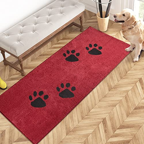 PURRUGS Tappetino per porta, 61 x 150 cm, antiscivolo, lavabile in lavatrice, raschietto per scarpe, tappetino super assorbente per scarpe bagnate e zampe