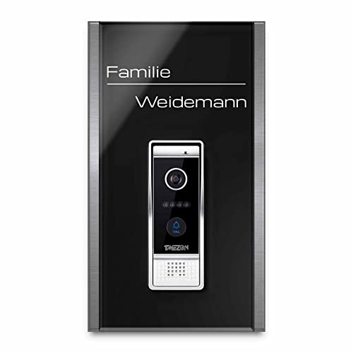 Edles Klingelschild für Tmezon Intercom Video Türklingel - personalisiertes Türschild Namensschild aus Edelstahl und Acrylglas | kompatibel mit Tmezon Klingel - hochwertiges Funkklingel Zubehör