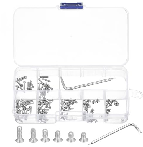 QUARKZMAN Kit de Tornillos de Seguridad M2 Torx (M2X3/4/5/6/8/10mm) 120 Piezas Tornillos de Cabeza Avellanada de Acero Inoxidable 304 a Prueba de Manipulaciones con 1 Llave T6