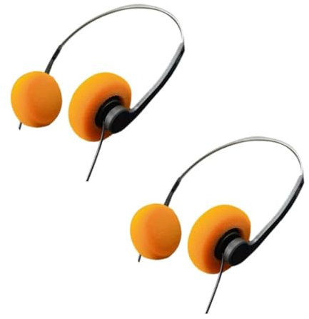 Risprsulen 2 auriculares retro naranjas, auriculares con aros vintage Feelings, auriculares estéreo de alta fidelidad, auriculares ligeros retro para la mayoría de teléfonos móviles, reproducción de