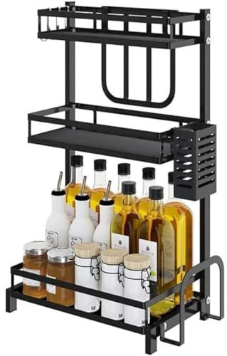 GOOPEEG Gewürzregal Spice Rack 3-stufiges Aufbewahrungsregal Für Gewürzflaschen, Inklusive Halter Für Messer, Schneidebrett Und Besteck Mit 3 Haken Würze Jars Rack