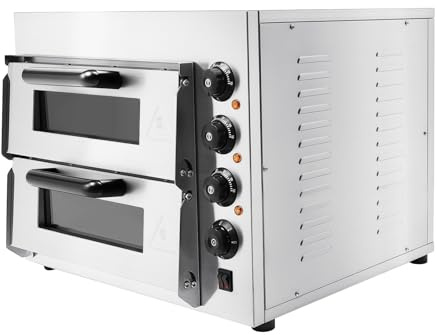 Forno per pizza doppia, 3000 W elettrico per pizza, forno per pizza commerciale con timer da 1-60 min, forno per pizza per interni