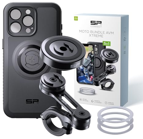 SP CONNECT Moto Bundle II AVM Xtreme | SPC+ | Halterung kompatibel mit iPhone 15 Pro Max | Handyhalterung für Motorrad | Handyhalter Smartphone | Zubehör vibrationsgedämpft für Motorroller Moped