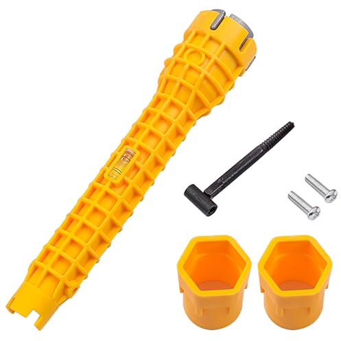 Faucet Installation Tool, 8 in 1 Water Pipe Spanner, Faucet Wrench Tool, Multifunctional Faucet Wrench, Sink Faucet Installer Wrench for Kitchen, Plumbing Repairs (Yellow)