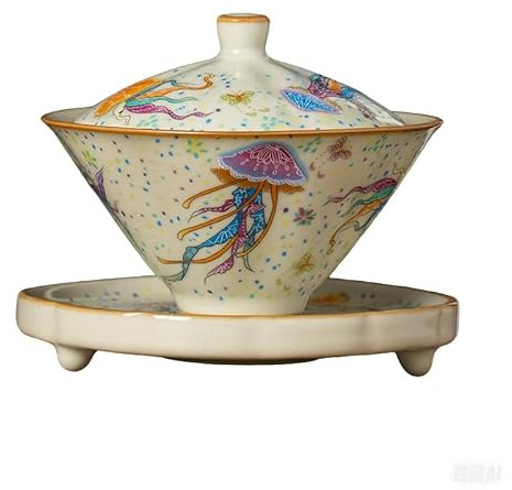 Manet mästare tekopp tekanna gaiwan kinesisk Kungfu tekoppar set keramik handgjord porslin tekopp kinesisk tesats traditionell teceremoni set (manet gaiwan)