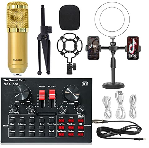 Kit microfono microfono condensatore V8 Scheda audio live BM800 Microfono cellulare cellulare scheda audio universale(6)