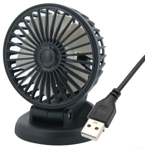 Ventilatore elettrico portatile per auto/casa/ufficio, interfaccia USB, grande camion, angolo regolabile, nero/giallo/arancione (5 V)