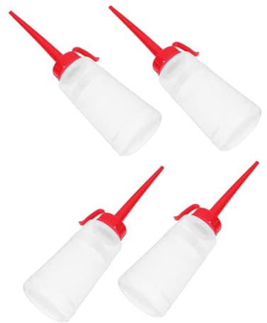 Veemoon 4pcs Plastic Oil Applicator Bottles with Long Nozzle for Sewing Machine Maintenance Empty Refillable Oil Dispensers with Angled Tips for Precise and Mechanical Equipment