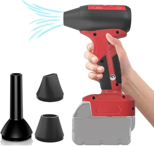 Trådlös lövblåsare, 130 000 RPM bärbar handhållen lövblås för Milwaukee M18 18 V batteri, 4-växlad komprimerad luftfläkt för bil, trädgård, blad, BBQ, (barverktyg)