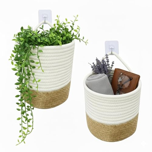 danpinera wall baskets, 2 Pack hanging storage baskets Made of Cotton