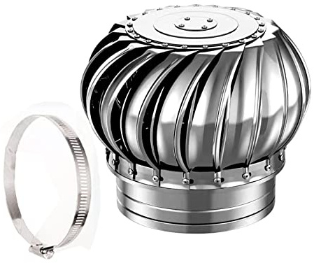 Stainless Steel Rotating Chimney, 304 Stainless Steel Rotary Chimney Cowl Cap Fits 75-250mm Chimney Pots(150mm)