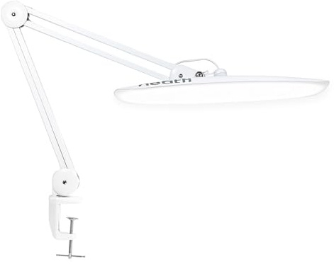 Neatfi Pro Series Lámpara LED de Escritorio – Precisión de Color Real (CRI 95) | 2.200 lúmenes, 24 W | Cabezal de 51 CM | Brazo ajustable regulable con abrazadera | artistas, manualidades (Blanco)