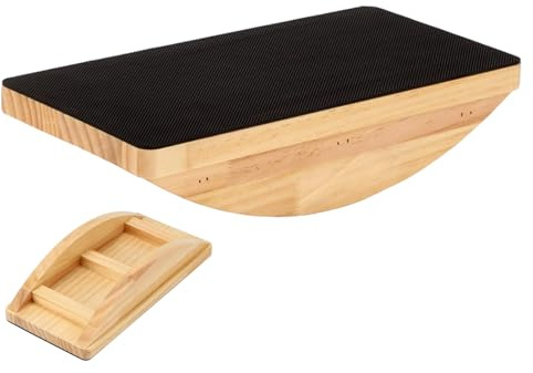 Holz Gleichgewichtsbrett – Naturholz 29,5x14,5x6,5cm | Stabilitätspad Rumpftraining | Knöcheltrainer Übungsgerät | Wackelbrett Für Fitnesstraining Und Tägliche Balanceübungen