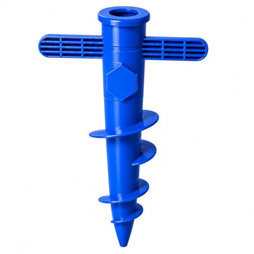 OTHERWISETRIVIAL Estaca para sombrilla con taladro para playa, 31 cm, diámetro 32 mm, soporte antiviento para arena y tierra, disponible en varios colores (754 azul)