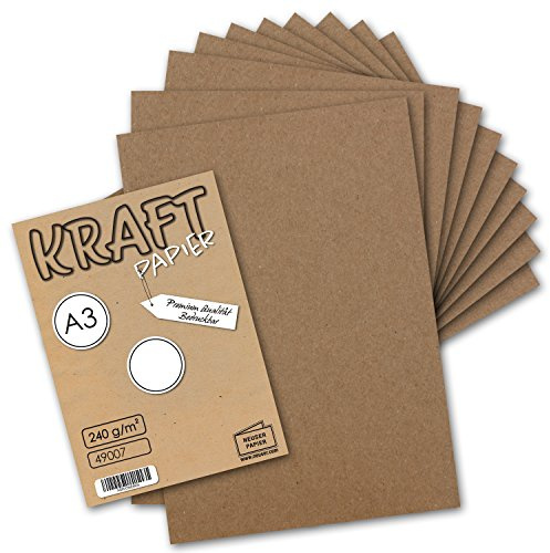 25x Vintage Kraftpapier DIN A3-29,7 x 42 cm - 240g - natur-brauner Recycling-Karton - nachhaltig ökologisch Bastel-Karton Einzel-Karte - UmWelt by GUSTAV NEUSER