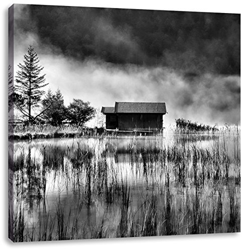 Pixxprint idilliaco capanna nello bosco Stampa su tela 70x70 cm artistica murale