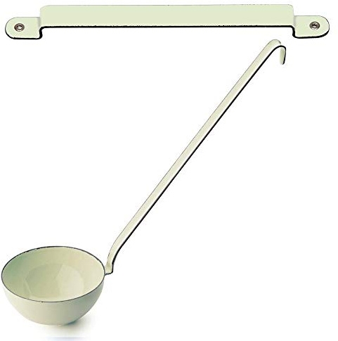 Riess Classic Schöpflöffel Kelle Plus Löffelblechleiste Aufhängeleiste Set Emaille-Kochgeschirr zum Hängen (gelb)