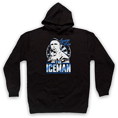 My Icon Art & Clothing Gerwyn Price The Iceman Darts Tribute Welsh Player Erwachsenen Kapuzensweater, Schwarz, 2XL