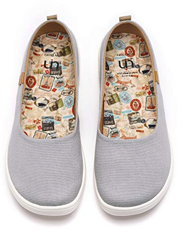 UIN Ballerine Donna,Espadrillas Basse Scarpe Ginnastica Tela Slip on Mocassini Sneakers Dipinta a Mano Grigio 37