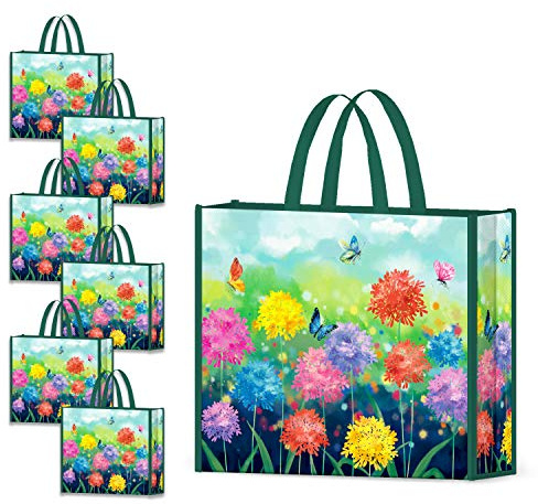 NymphFable 6 Pcs Bolsa Compra Reutilizables Ecológicas Mariposas Flores Bolsas para Comestibles Plegables Grande