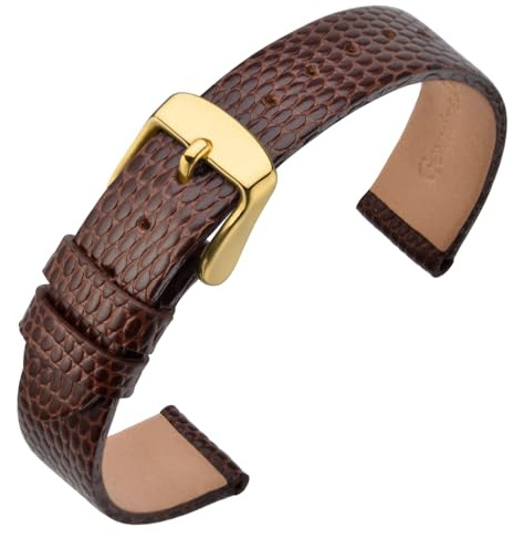 ANNEFIT Uhrenarmband 10mm 12mm 13mm 14mm 15mm 16mm 18mm 20mm Leder für Damen, Eidechsen-Prägung Ersatzarmband