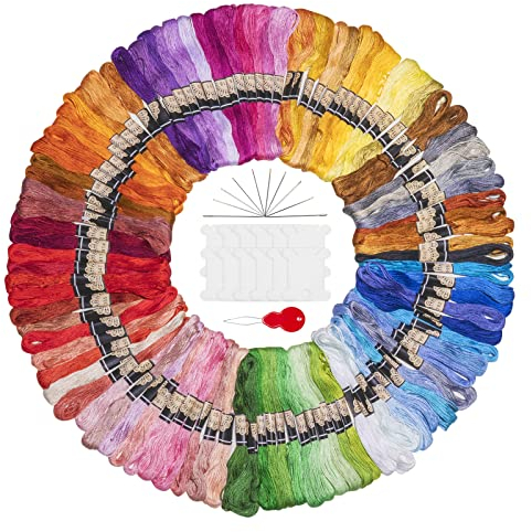 Filo da Ricamo 100 colori Punto Croce kit da Ricamare Multicolore per Treccine Capelli Braccialetti Ricami Embroidery Floss fai da te, 8 m, 6 fili, filo per cucito all'uncinetto