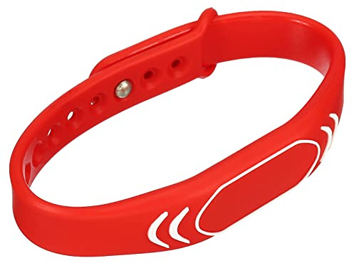 sourcing map ID Card Braccialetto RFID Prossimità 125KHz TK4100 Solo lettura Token Tag Senza Contatto Braccialetto per Controllo Accesso Ingresso Porta Rosso