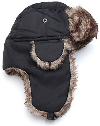 Ciamlir Russische Mütze Wintermützen Mit Ohrenklappen, Bomber, Flieger, Trooper, Warme Armee, Russische Mütze, Uschanka-Mütze, Beanie-Mütze, Weiche, Bequeme Herrenmützen, Schwarz, Einheitsgrö