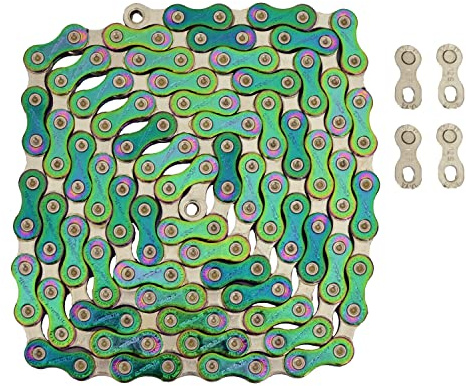 TAYA TOLV-121 Kette mit 12 Gängen, 126 Glieder mit Verbindungsglied, Grün/Silber, TA2693