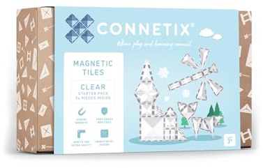 CONNETIX Magnetic Tiles Clear Starter Pack, 34 Pieces